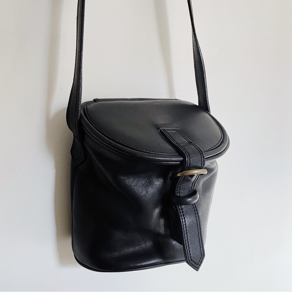 Vintage Fossil Leather Bucket Crossbody Binocular Bag